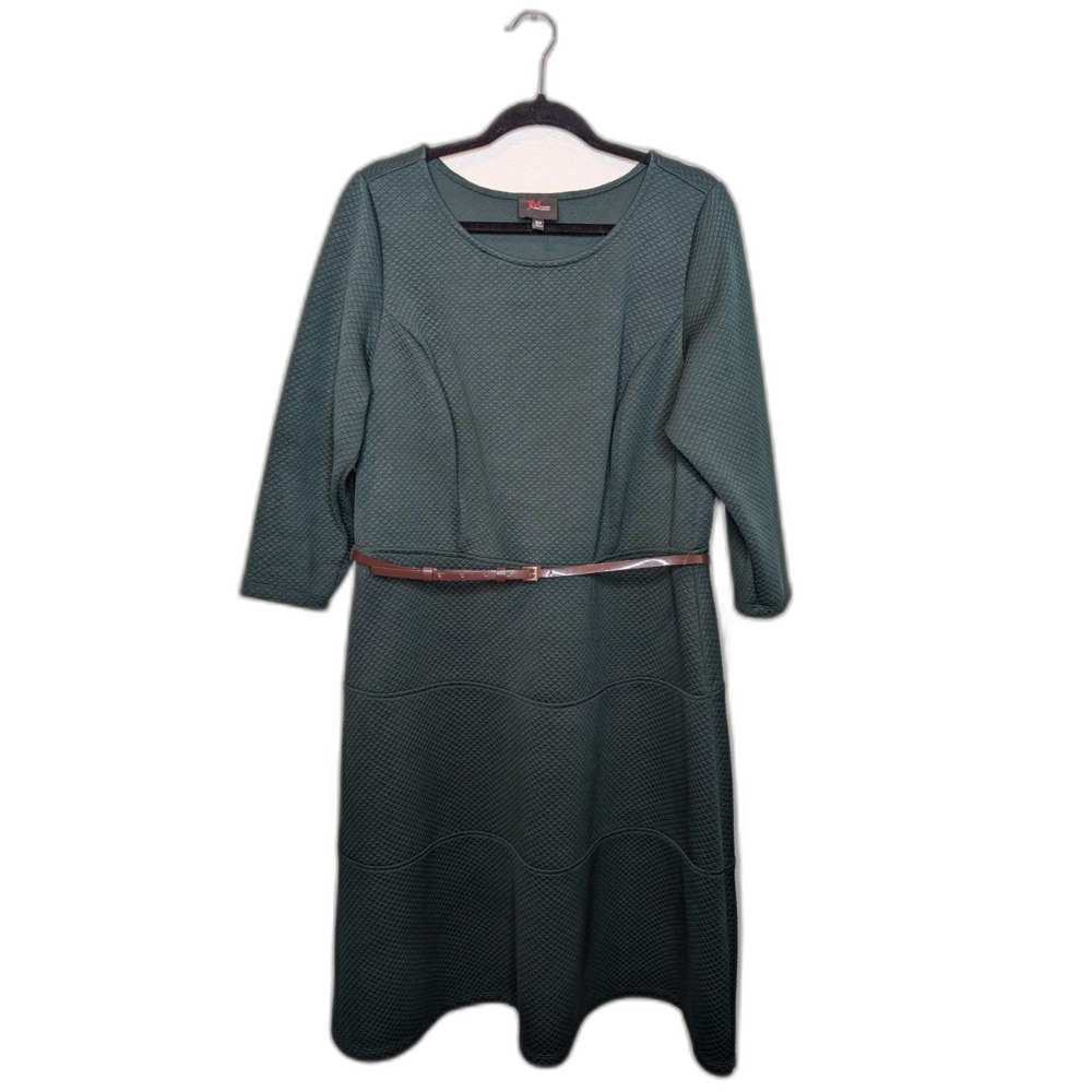 JM by John Meyer Studio Forrest Green Quilted Dress Womens Sz 16W